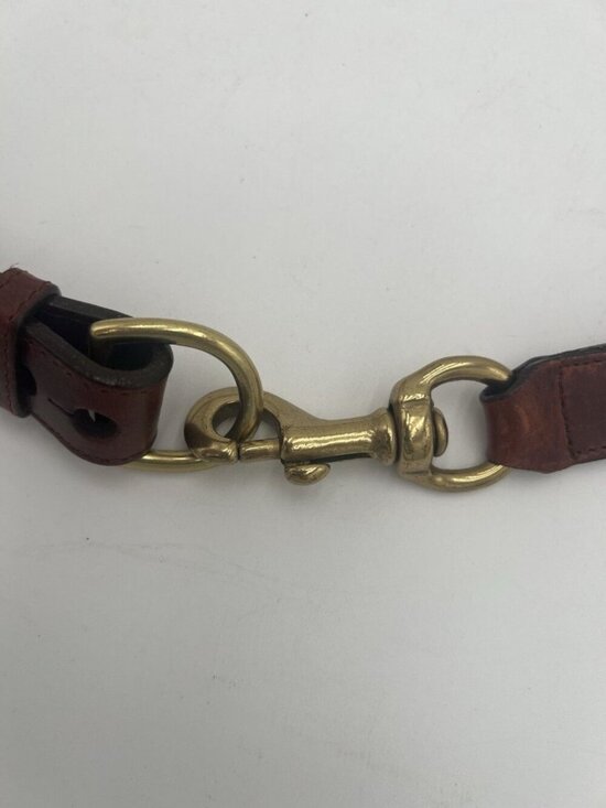 Braided Leather Belt Small Brown Solid Brass Hook Clasp Double Strap 29” main image 6